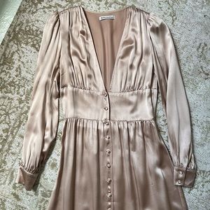 midi length deep v neckline reformation silky nicola dress